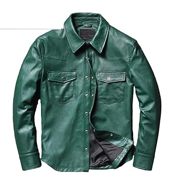 【CULLNI 24ss】Faux Leather Shirt Jacket Men 100% Genuine Leather Shirt Jackets Classic Snap Button